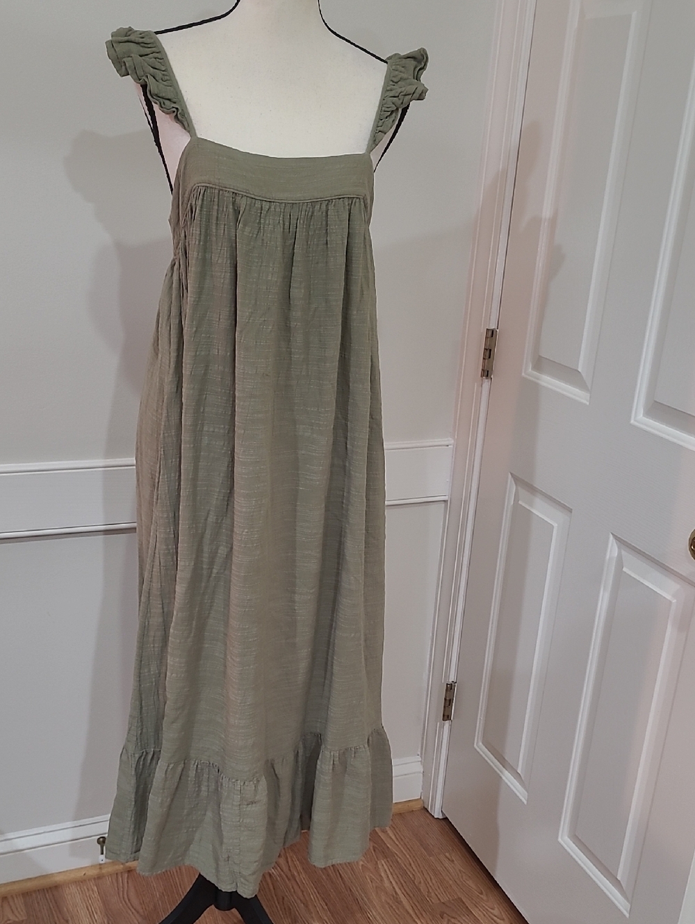 Shop Neighbor by In The Beginning Olive  Tiered-Hem Jumper Maxi Dress - Size M